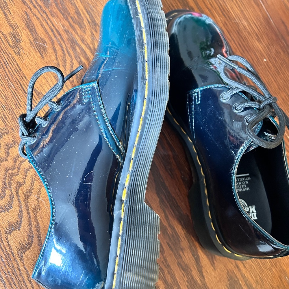 Dr. Martens Shiny Teal Lace-Up Shoes